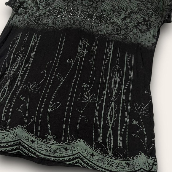 Y2K Floral Rhinestone Tee Vanilla Sugar Size Petite Large Mcbling Fairygrunge - Picture 2 of 8